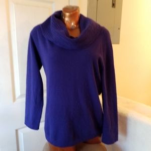 Jones New York 100% Cashmere Cowl Neck purple raglan sleeve deep Sweater M